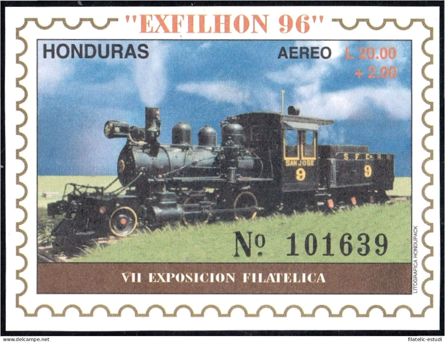 Honduras HB 51 1996 Exfhilon 96 VII Exposición Filatélica Tren Train MNH - Honduras