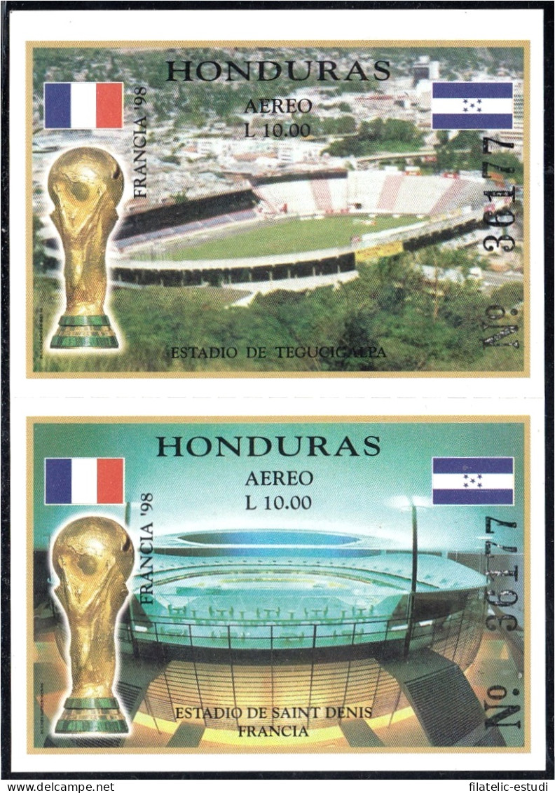 Honduras HB 55/56 1998 Estadio De Tegucigalpa Y Estadio De Saint Denis Fútbol  - Honduras