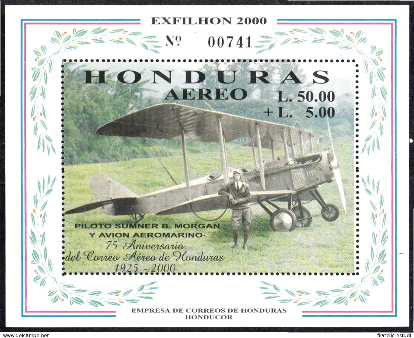 Honduras HB 62 2000 Piloto Summer Morgan Y Avión Aeromarino MNH - Honduras