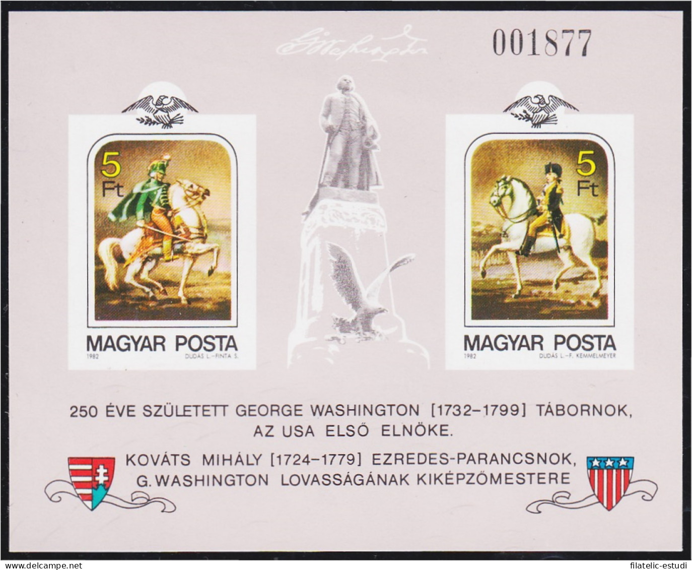 Hungría Hungary HB 161 1982 Presidente George Washington MNH Sin Dentar - Otros & Sin Clasificación