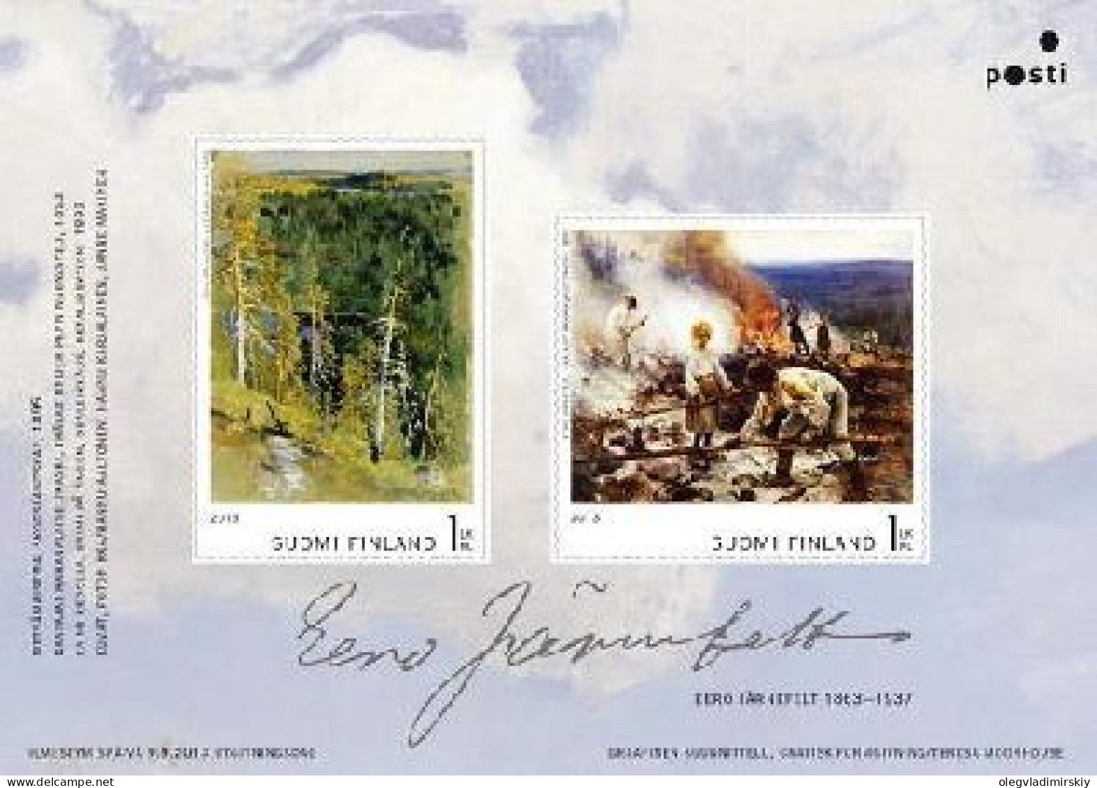 Finland Finnland Finlande 2013 Eero Järnefelt Painting Set Of 2 Stamps In Block MNH - Blokken & Velletjes