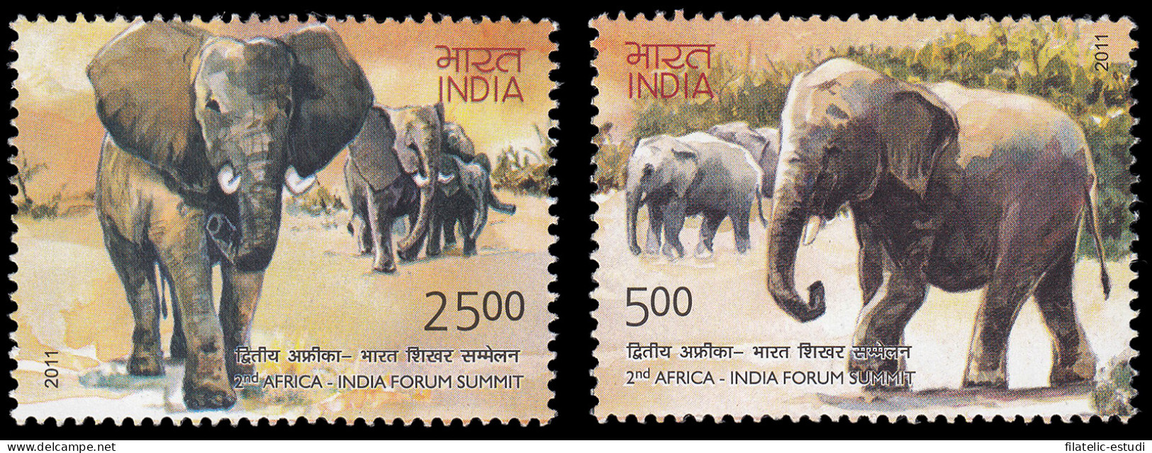 India 2334/35 2011 2 Cumbre Fórum África-India Fauna Elefante MNH - Otros & Sin Clasificación