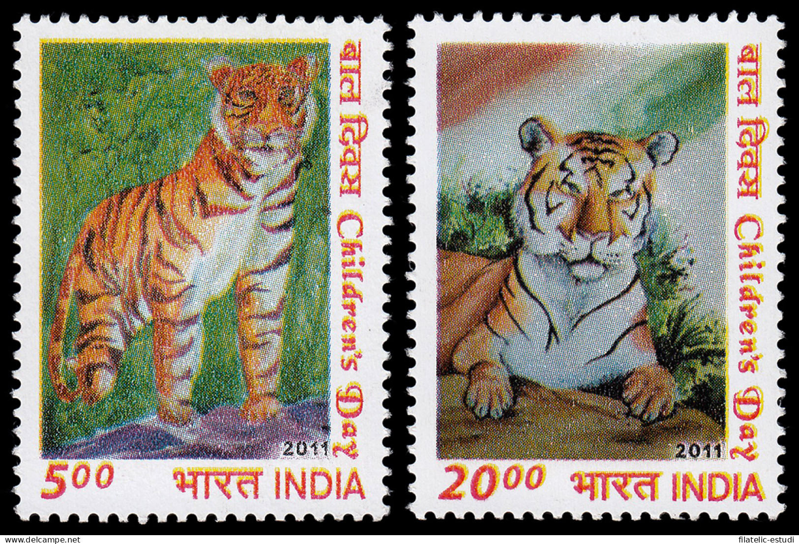 India 2356/57 2011 Día De La Infancia Fauna Tigre MNH - Sonstige & Ohne Zuordnung