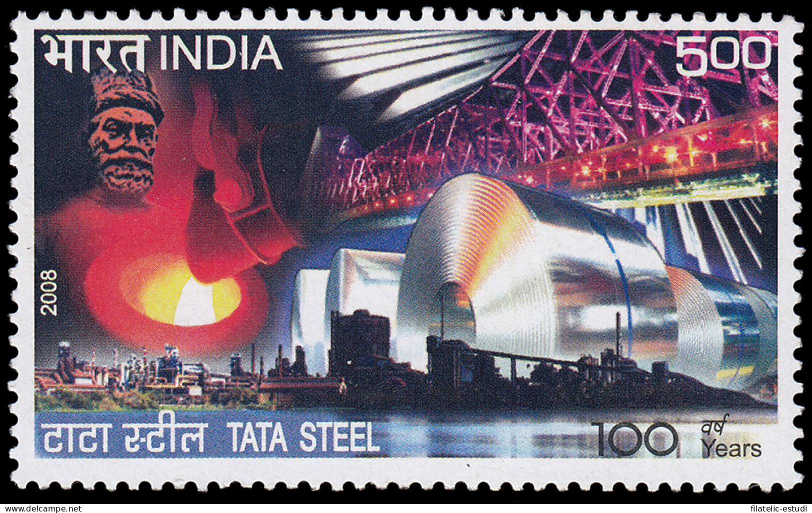 India 2033 2008 Centenario De La Empresa Siderúrgica Tata Steel MNH - Autres & Non Classés