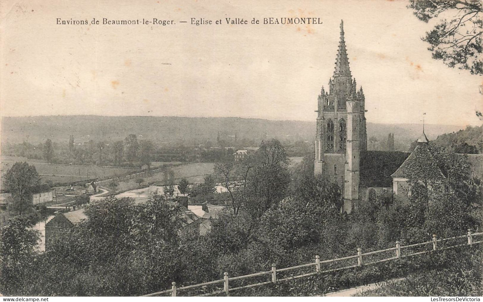 FRANCE - Environs De Beaumont Le Roger - Eglise Et Vallée De Beaumontel - Carte Postale Ancienne - Beaumont-le-Roger