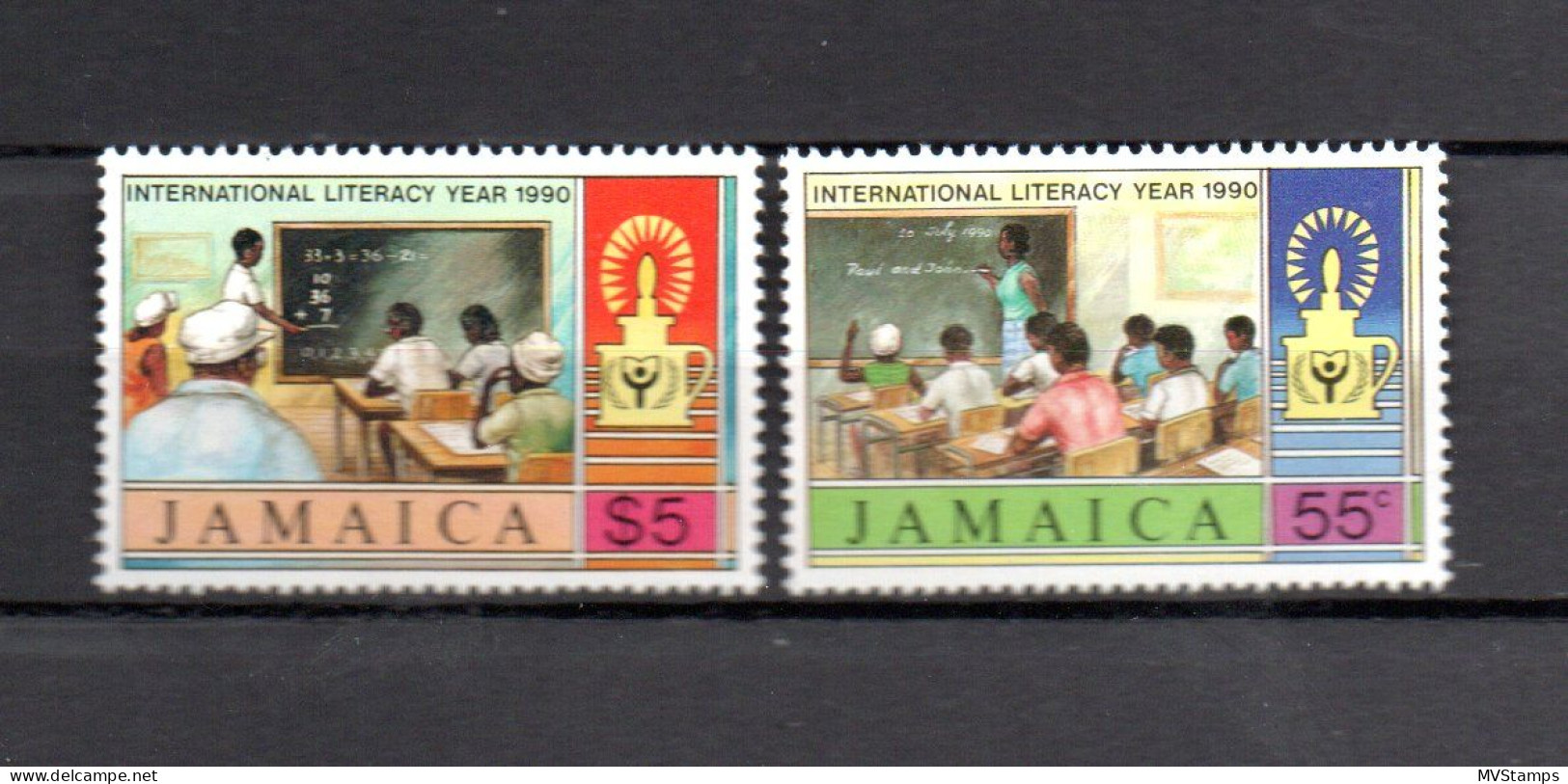 Jamaica 1990 Set Literacy Year Stamps (Michel 744/45) MNH - Jamaica (1962-...)