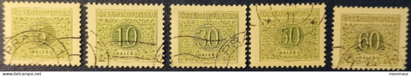 CECOSLOVACCHIA 1963 TIMBRE TAXE Yt 92-93-94-95-96 DENT. 11 1/2 - Postage Due