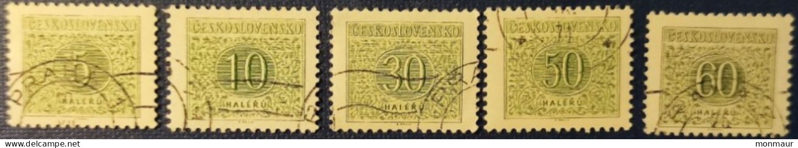 CECOSLOVACCHIA 1963 TIMBRE TAXE Yt 92-93-94-95-96 DENT. 11 1/2 - Impuestos