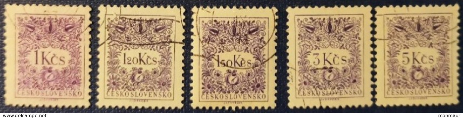 CECOSLOVACCHIA 1963 TIMBRE TAXE Yt 97-98-99-100-101 DENT. 11 1/2 - Postage Due