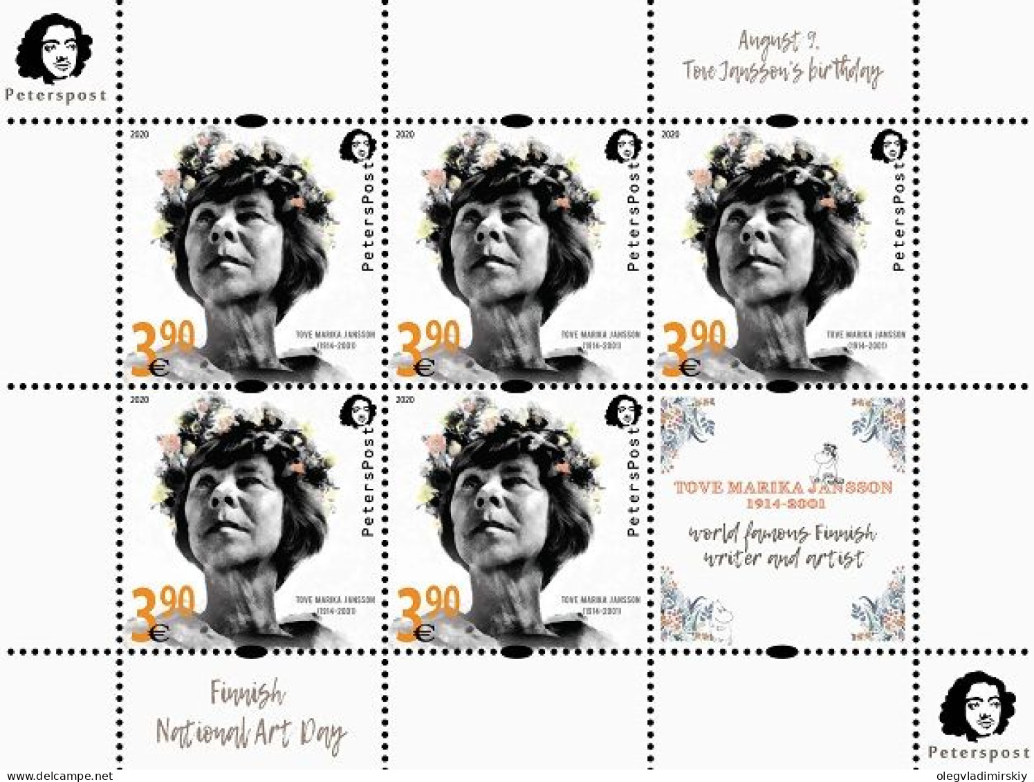 Finland Finnland Finlande 2020 Tove Jansson World Famous Writer And Artist National Art Day Peterspost Sheetlet MNH - Neufs