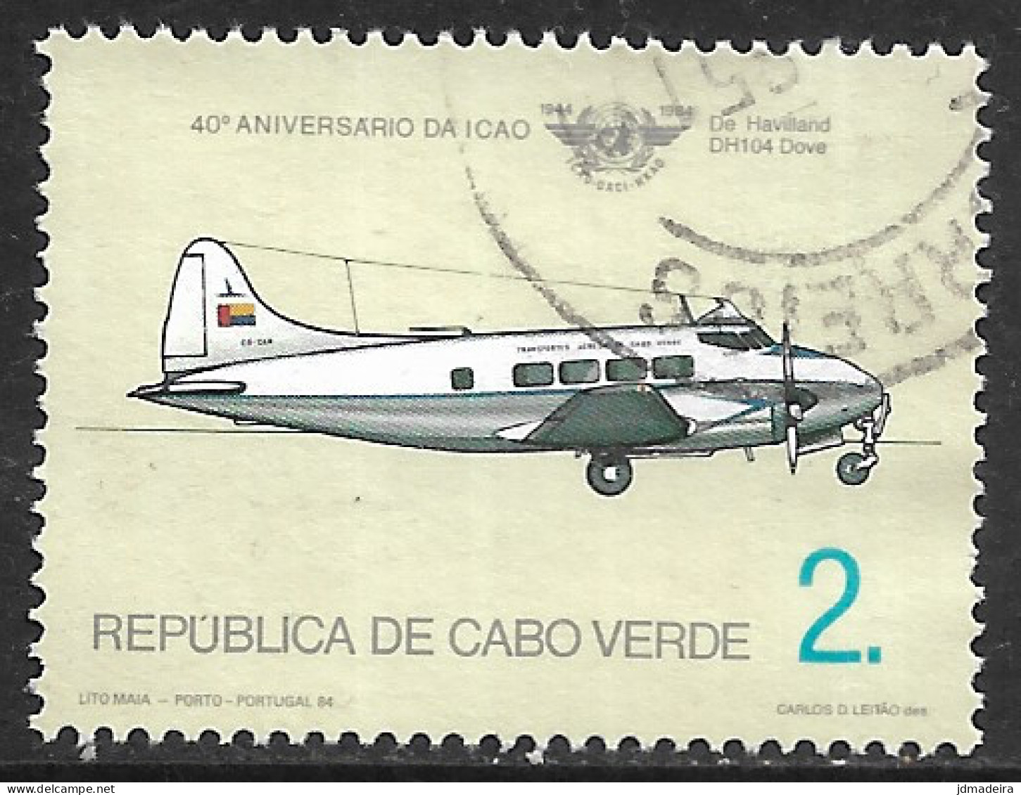 Cabo Verde – 1984 Civil Aviation Organization Anniversary 2. Used Stamp - Cap Vert