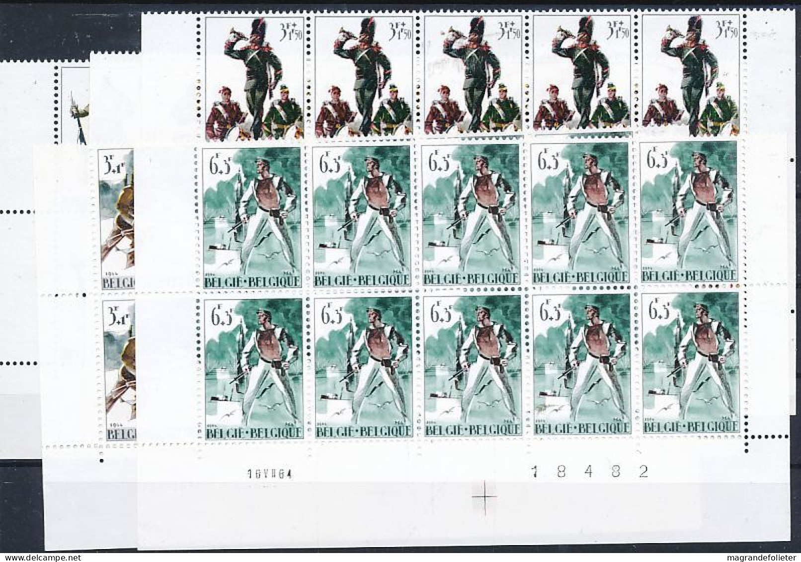 TIMBRE STAMP ZEGEL BELGIQUE  10 X 1293-95 ET 1296-97    A VALEUR PERMANENTES   XX - 1961-1970