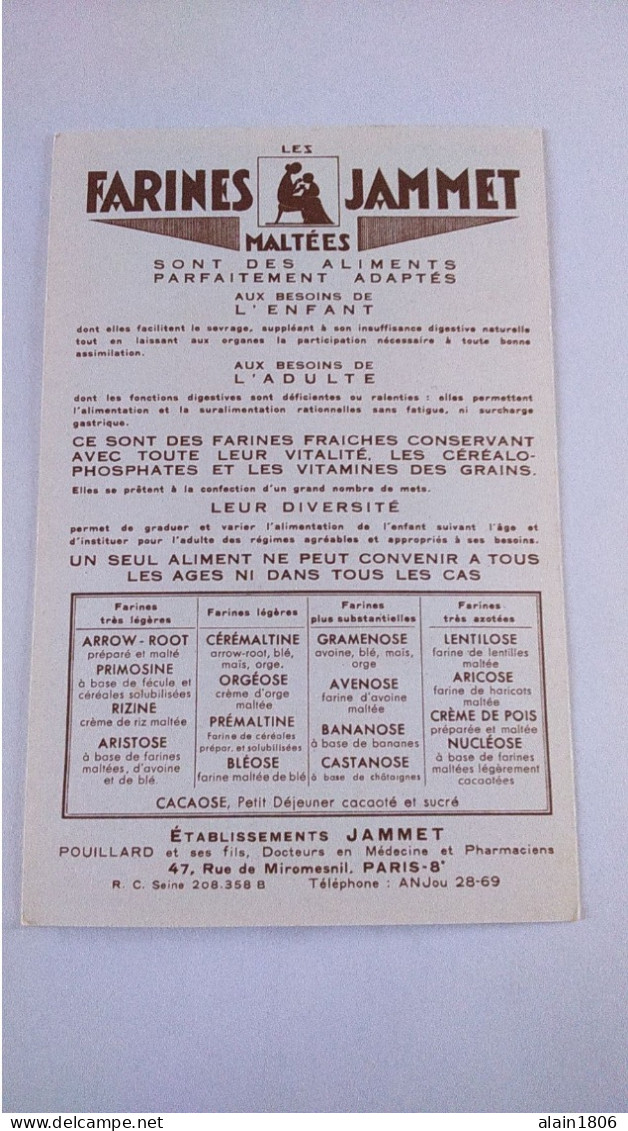 Carte Non Postale ( O10) Publiciaire  . LES FARINES JAMMET , Les  Provinces De France . LA  Gascogne . Signée JEAN DROIT - Droit