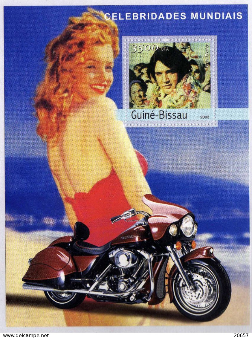 Guiné-Bissau Bf 168 Moto, Harley-Davidson, Pin-up, Elvis Presley - Motos