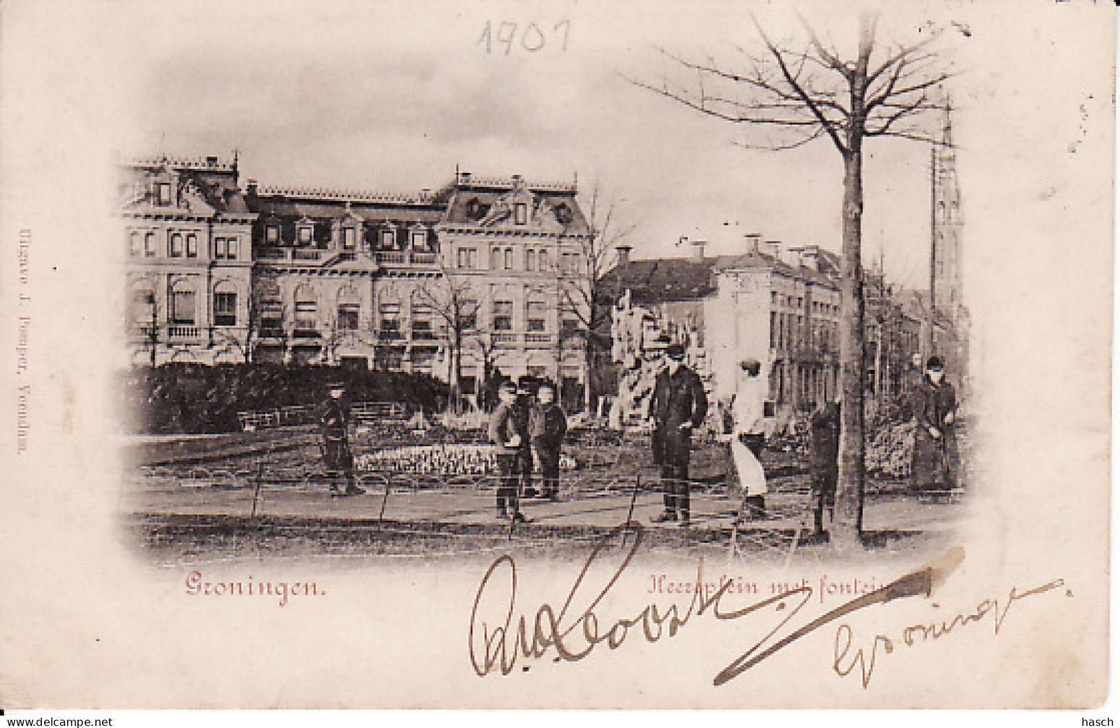 2747	32	Groningen,  Heereplein Met Fontein (poststempel 1901) - Groningen