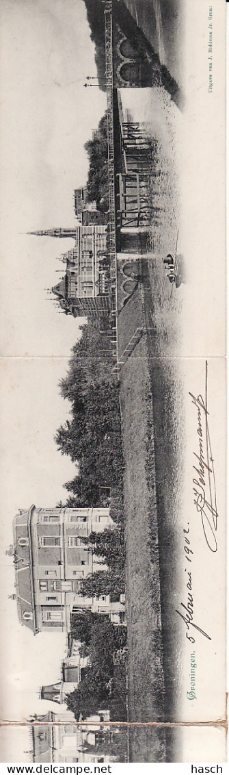 2747	80	Groningen, Verbindings Kanaal 1902 (4 Panorama Kaarten, Waarvan 2 Met Plakband Vastzitten)   - Groningen