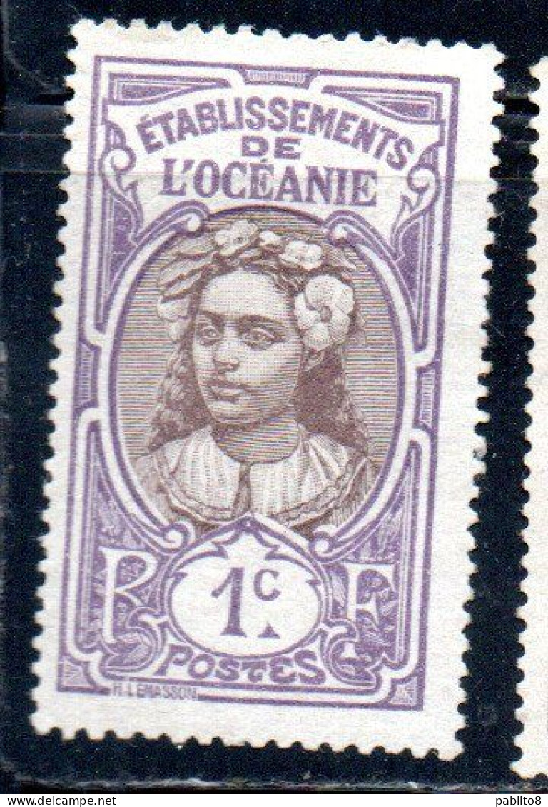 ETABLISSEMENTS DE L'OCEANIE FRENCH OCEANIA 1913 1930 TAHITIAN GIRL 1c MLH - Neufs