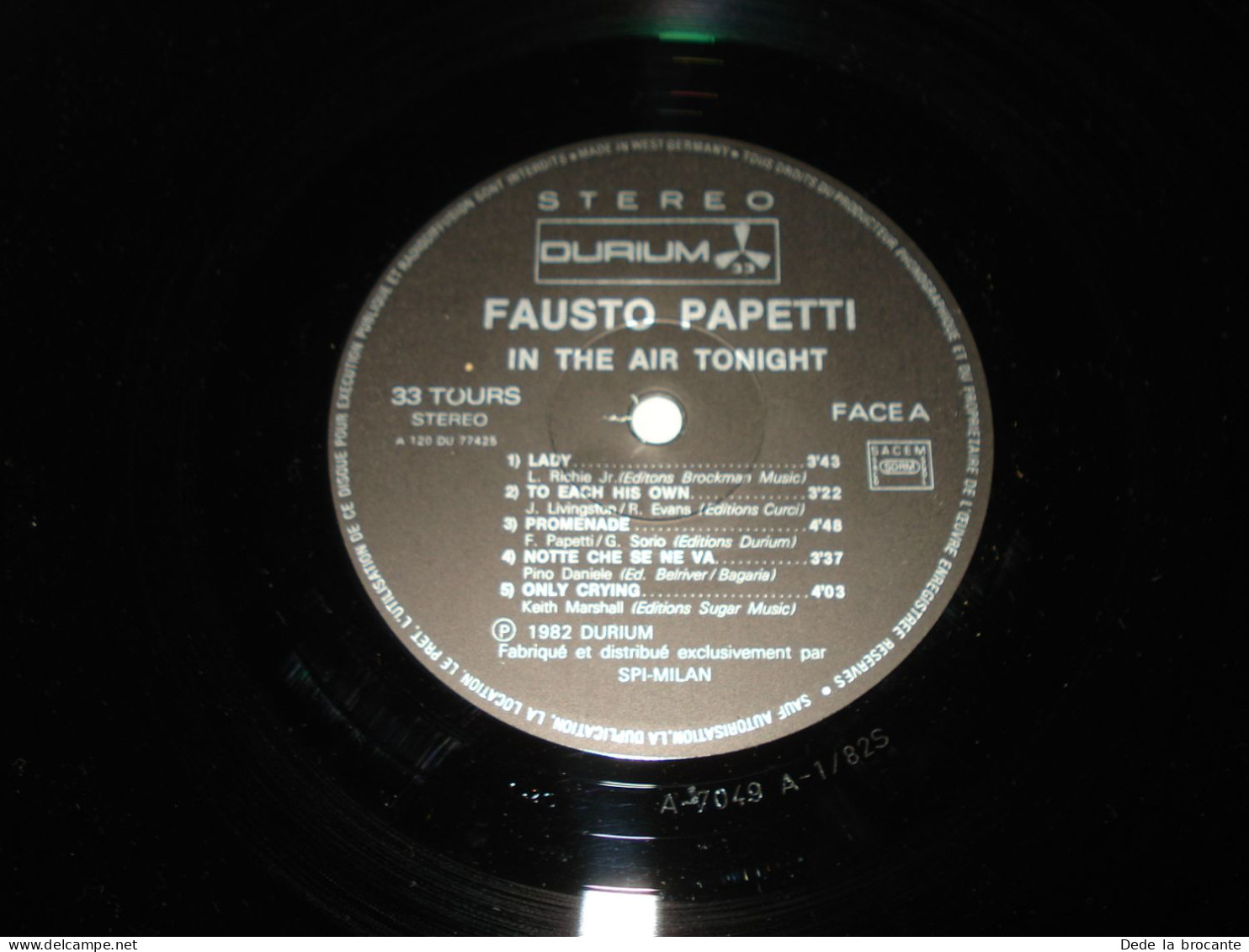 B14 / Fausto Papetti – In The Air Tonight - LP -  A 120 DU 77425 - Fr 1982 NM/NM - Jazz