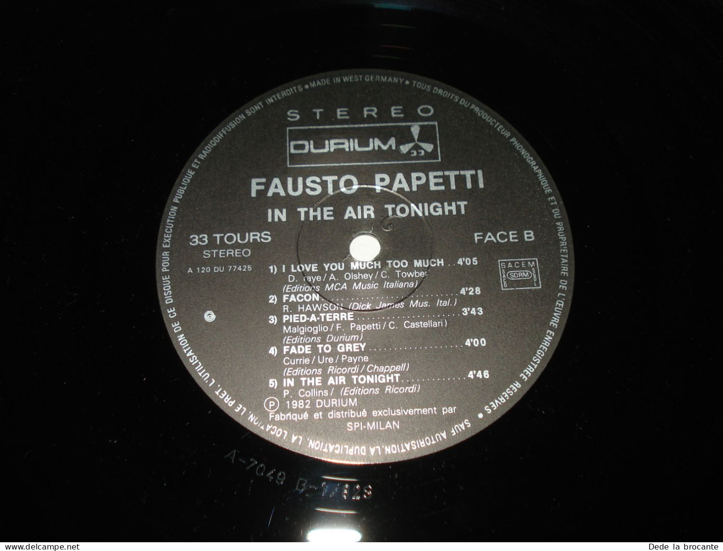 B14 / Fausto Papetti – In The Air Tonight - LP -  A 120 DU 77425 - Fr 1982 NM/NM - Jazz