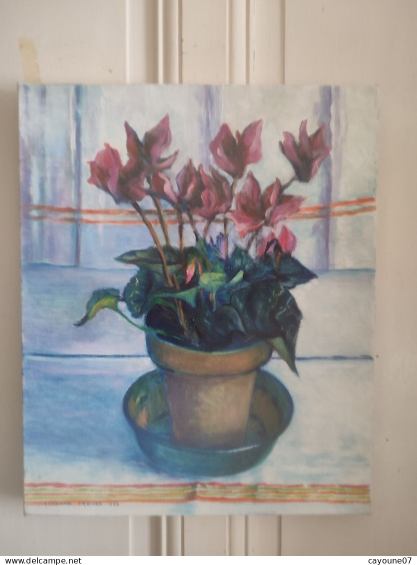 Fernand PROUST (XXème) Huile Sur Toile Nature Morte Aux Fleurs "Cyclamen" 1998 - Oelbilder