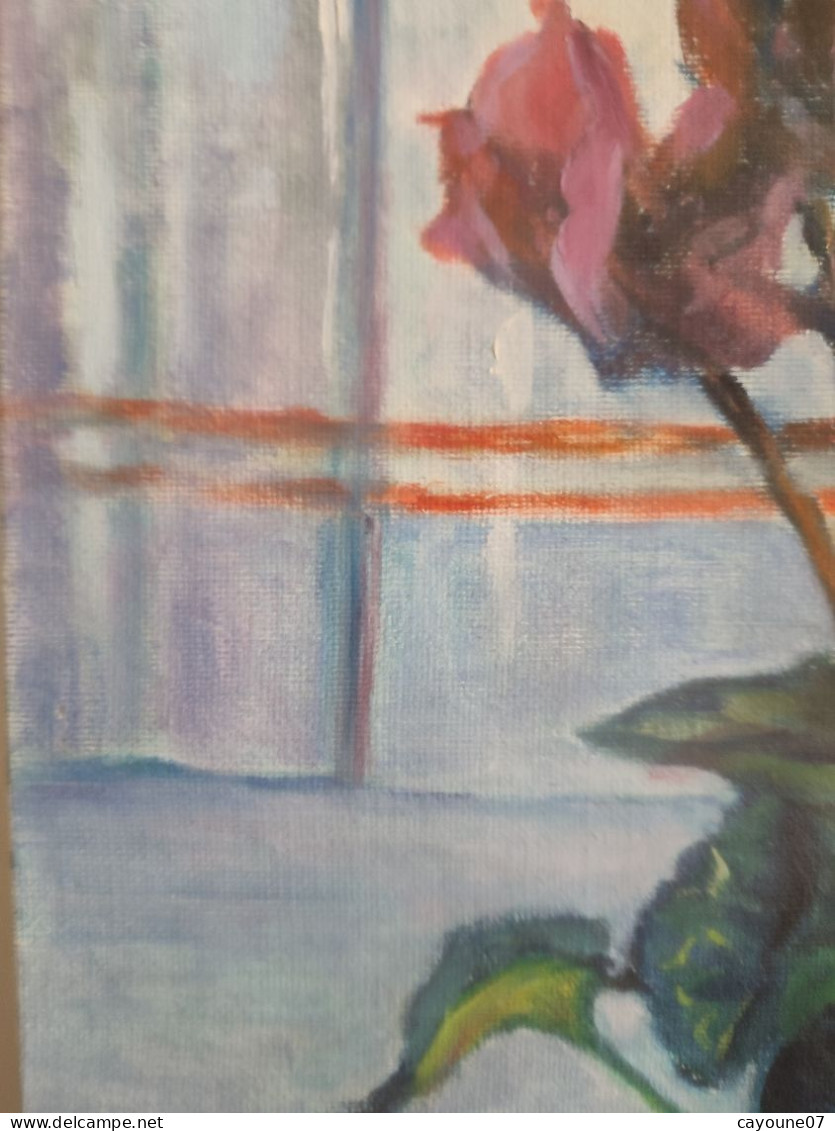 Fernand PROUST (XXème) huile sur toile nature morte aux fleurs "Cyclamen" 1998