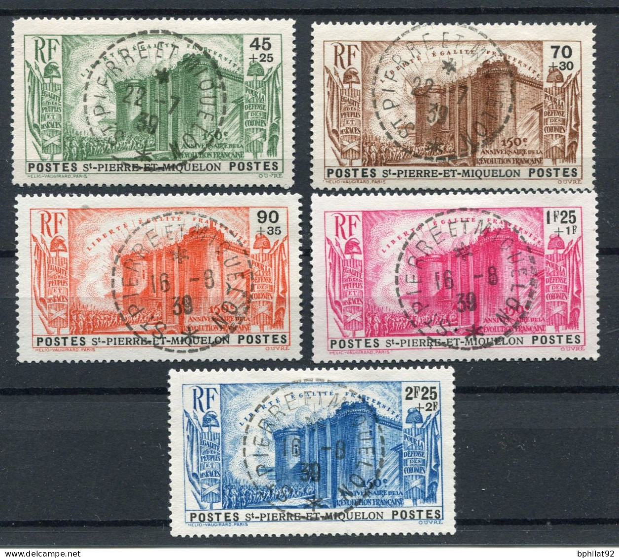 !!! ST PIERRE ET MIQUELON, SERIE BASTILLE N°191/195 OBLITERATIONS SUPERBES - Usati