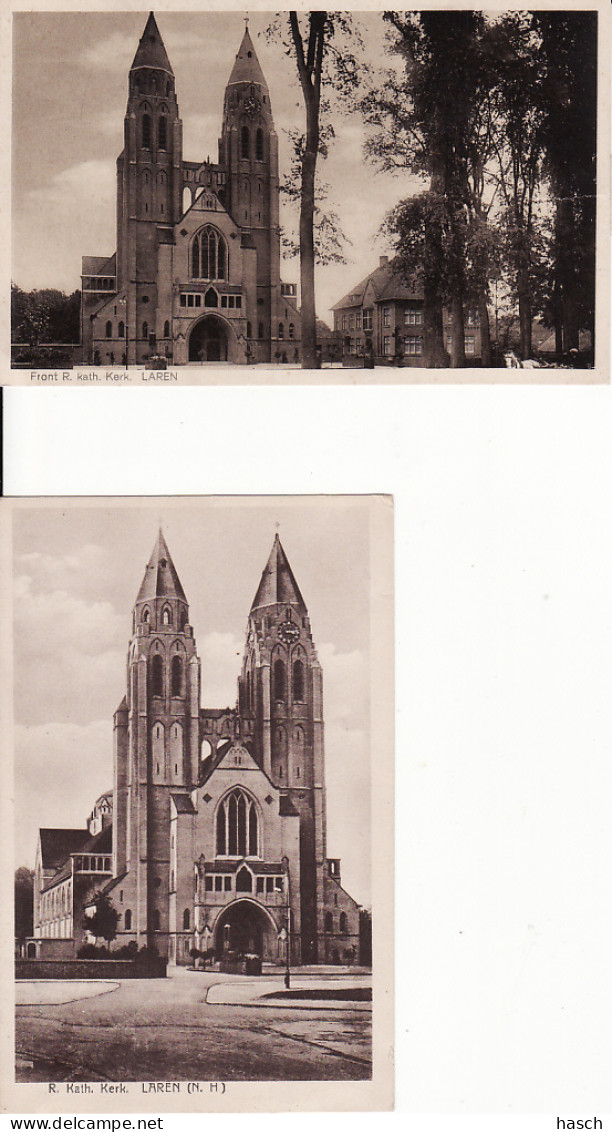 2769	135	Laren, R. K. Kerk (2 Kaarten) (zie Hoeken En Achterkant) - Laren (NH)