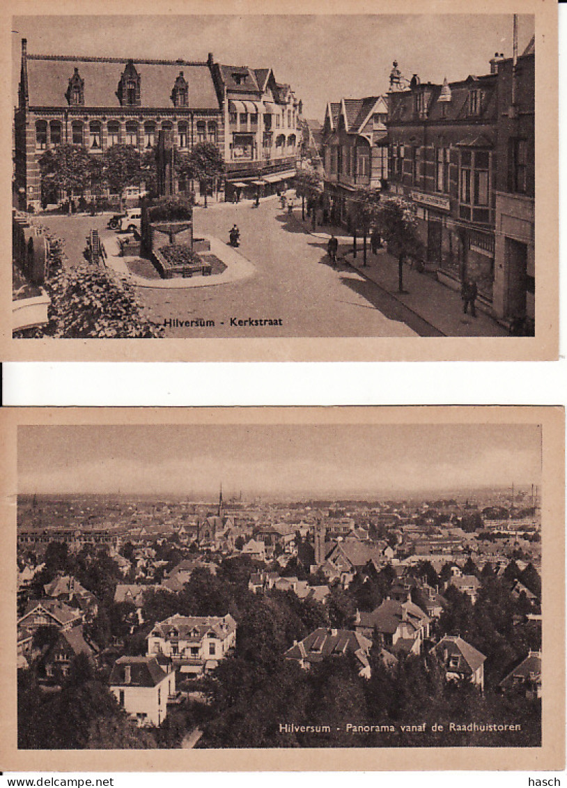 2769	179	Hilversum, Kerkstraat – Panorama Vanaf De Raadhuistoren (2 Kaarten) - Hilversum