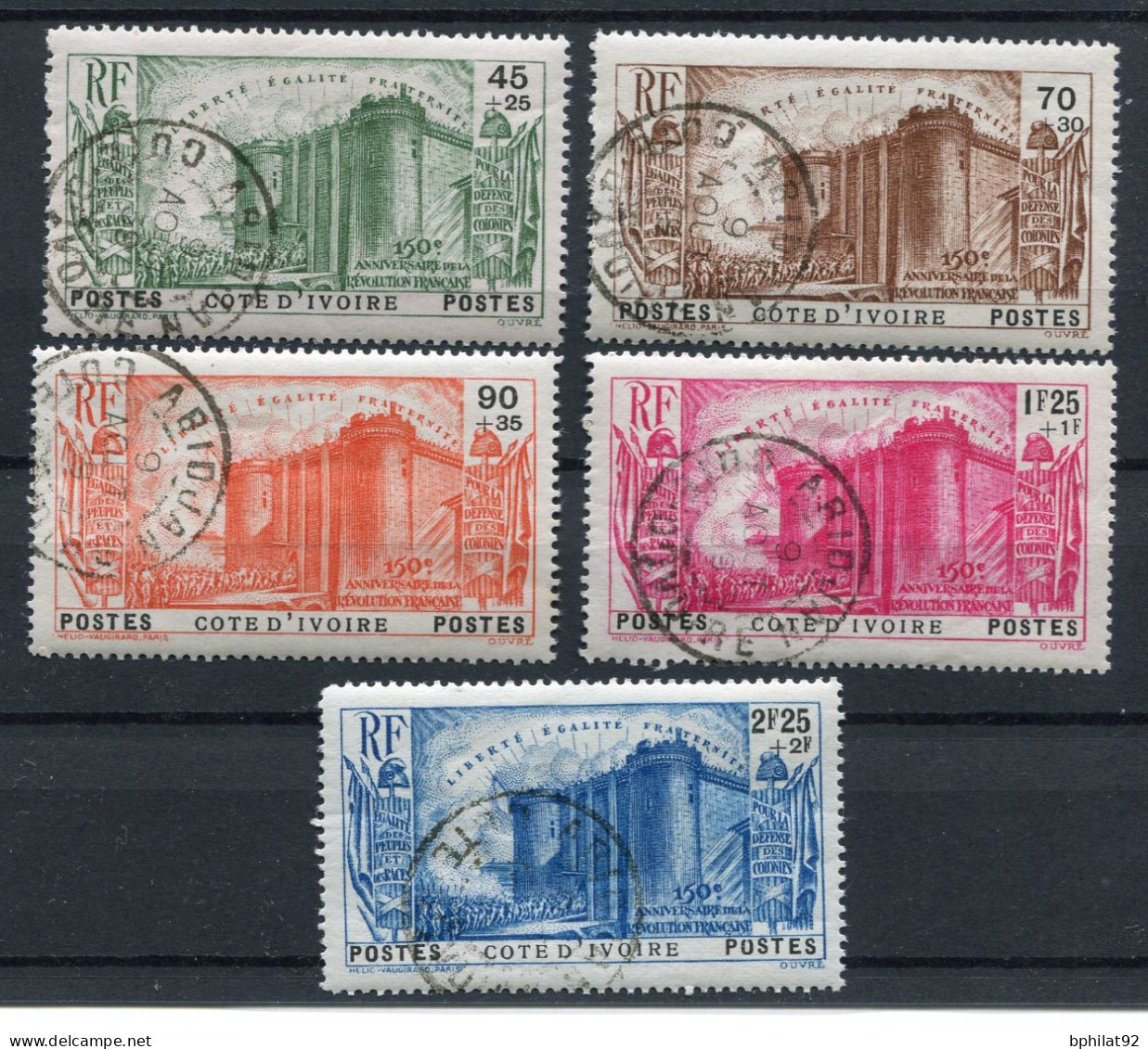 !!! COTE D'IVOIRE, SERIE BASTILLE N°146/150 OBLITEREE - Used Stamps