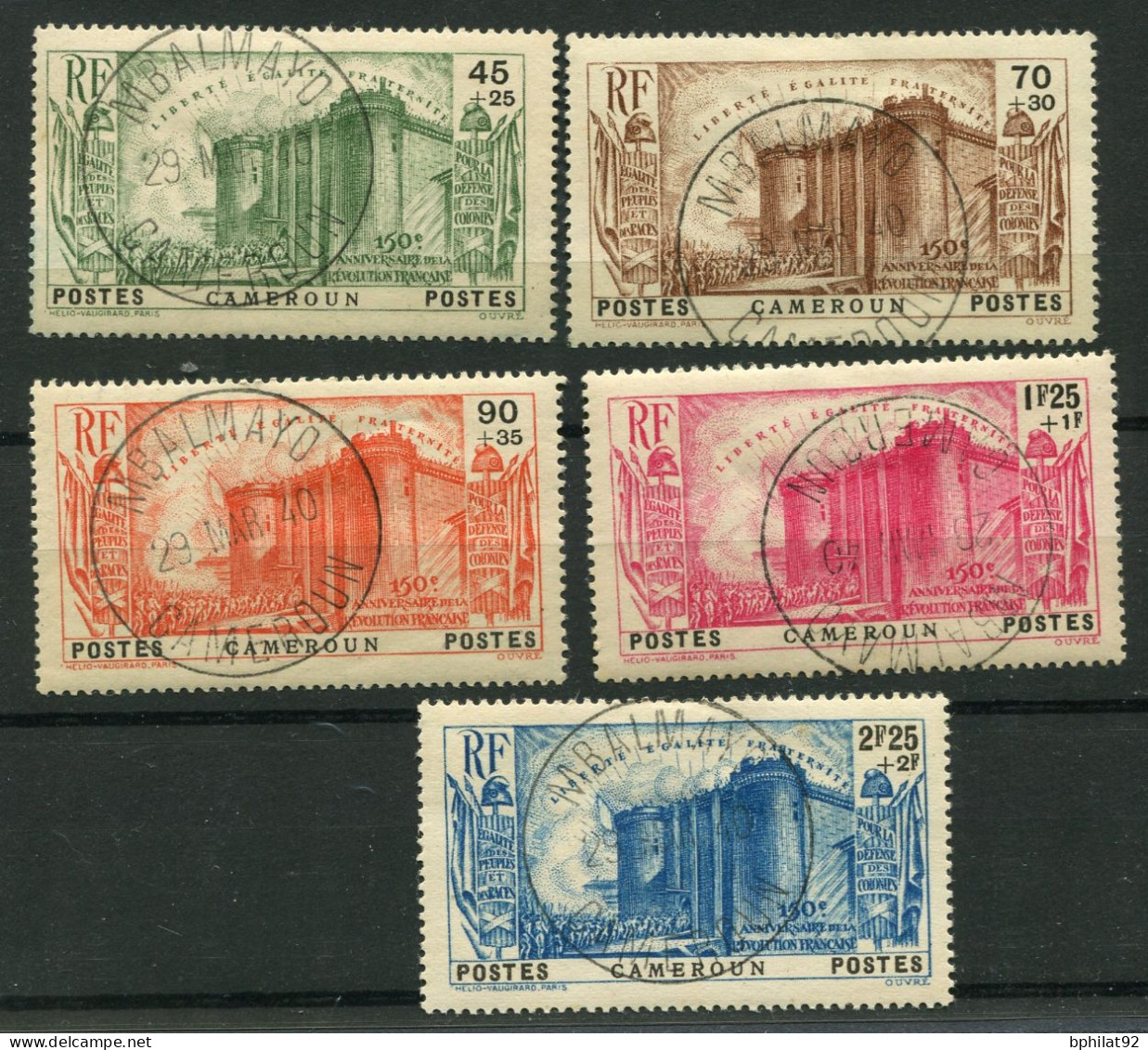 !!! CAMEROUN, SERIE BASTILLE N°192/196 OBLITERATIONS MBALMAYO SUPERBES - Gebruikt