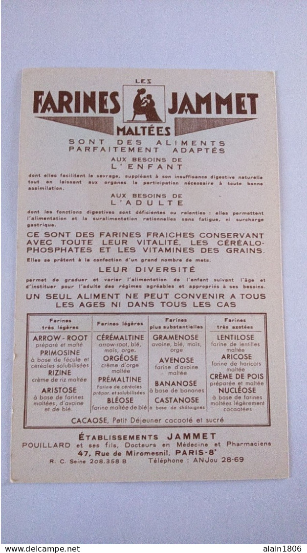 Carte Non Postale ( O10) Publiciaire  . LES FARINES JAMMET , Les  Provinces De France . LA  CHAMPAGNE. Signée JEAN DROIT - Droit