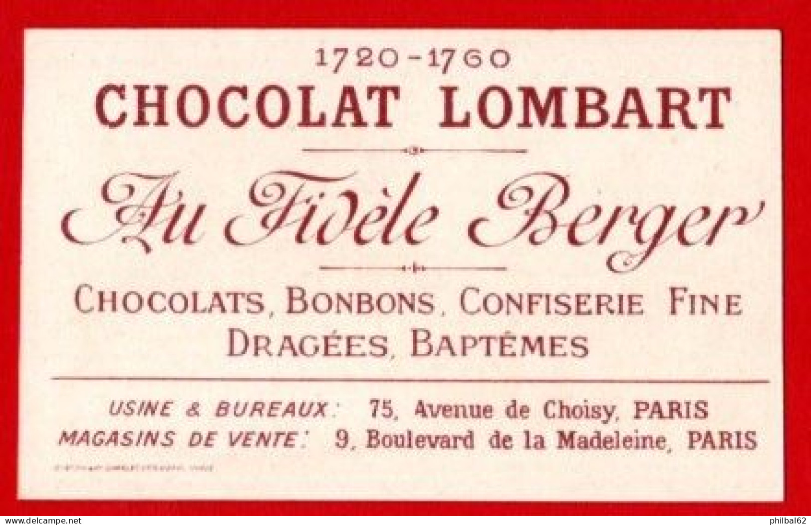 Chromo Chocolat Lombart. Série Mots Historiques. "Voici Une Cocarde Qui Fera Le Tour Du Monde". Lafayette, 1789. - Lombart