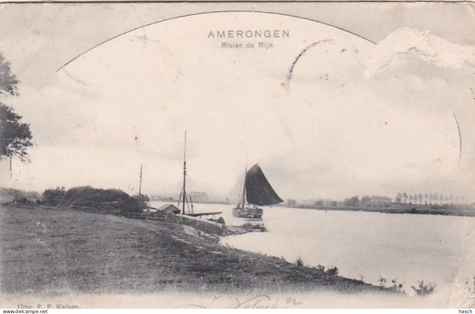 2775	244	Amerongen, Rivier De Rijn (poststempel 1902)(rechterkant Diverse Gebreken) - Amerongen