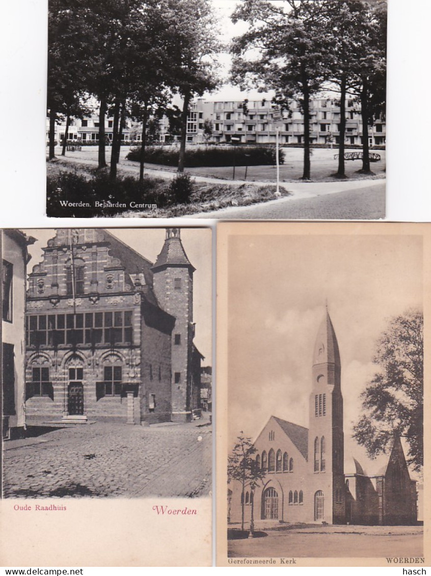 2775	265	Woerden, Gereformeerde Kerk – Oude Raadhuis – Bejaarden Centrum 	(3 Kaarten) (zie Hoeken, Randen En Achterkant) - Woerden