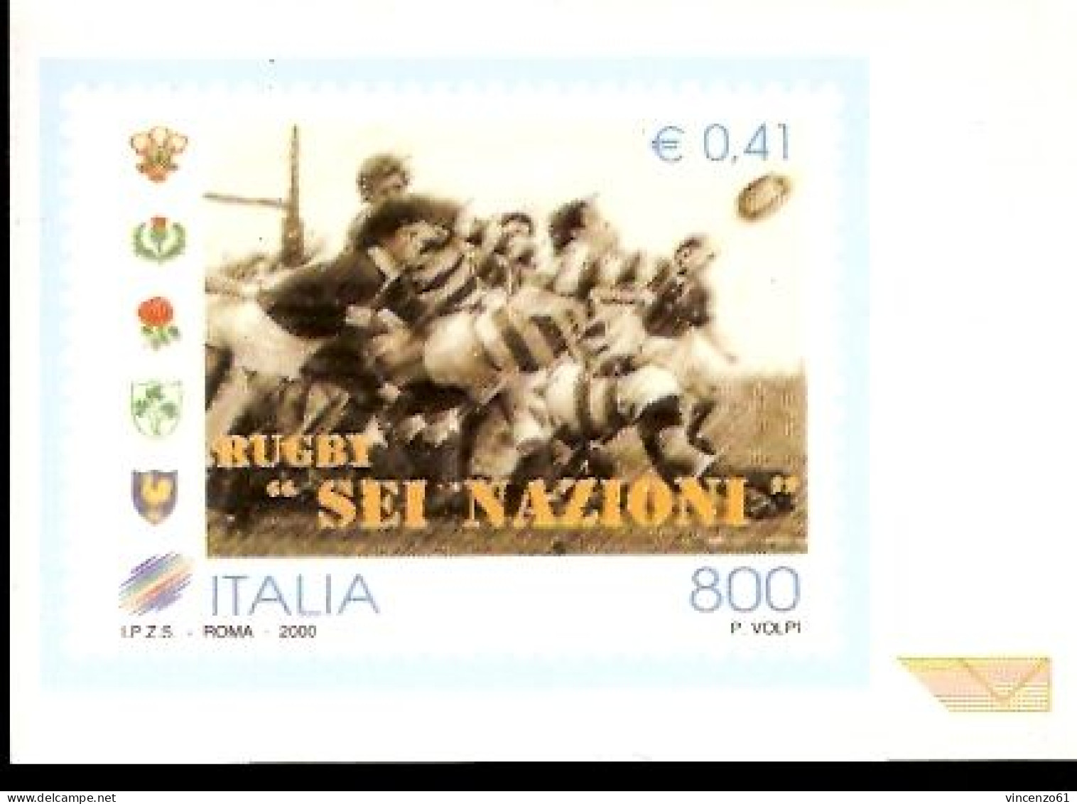 RUGBY SEI NAZIONI 2000 CARTOLINA MAXIMUM - Rugby