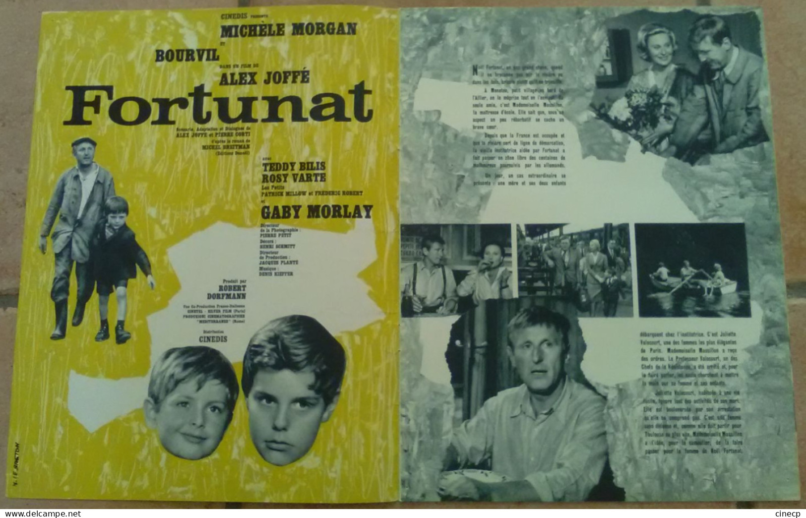 Livret Publicitaire Original FILM FORTUNAT 4 PAGES BOURVIL Michèle MORGAN Alex Joffé 1960 TBE CINEMA GUERRE MONDIALE - Cinema Advertisement