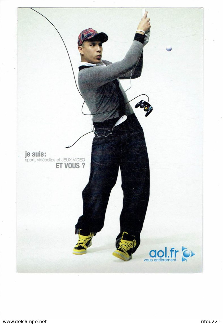 Cpm - Publicité -  AOL - Sport GOLF - Golfeur - Manette Jeu Vidéo - Balle - Cart'com - Golf