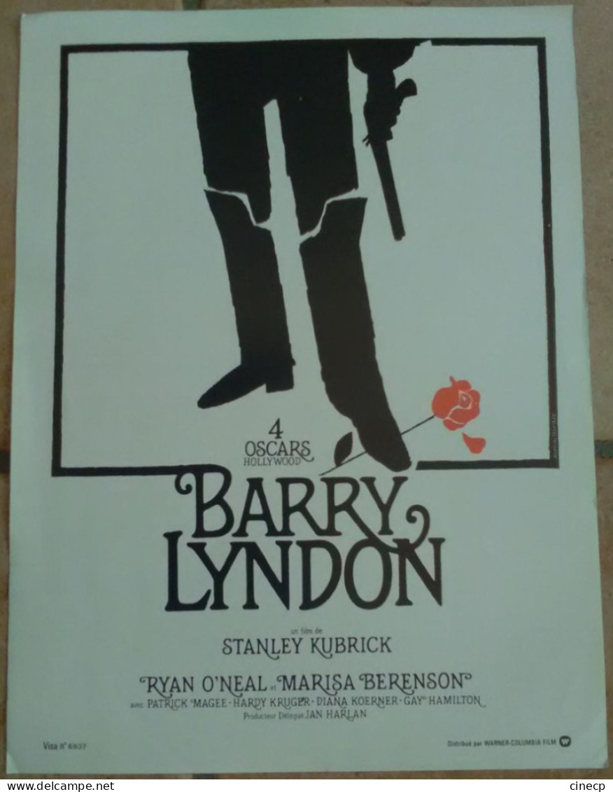 PLAQUETTE PUBLICITAIRE FILM BARRY LYNDON KUBRICK RYAN O'NEAL 1975 TBE CINEMA DESSIN JOUINEAU BOURDUGE - Cinema Advertisement