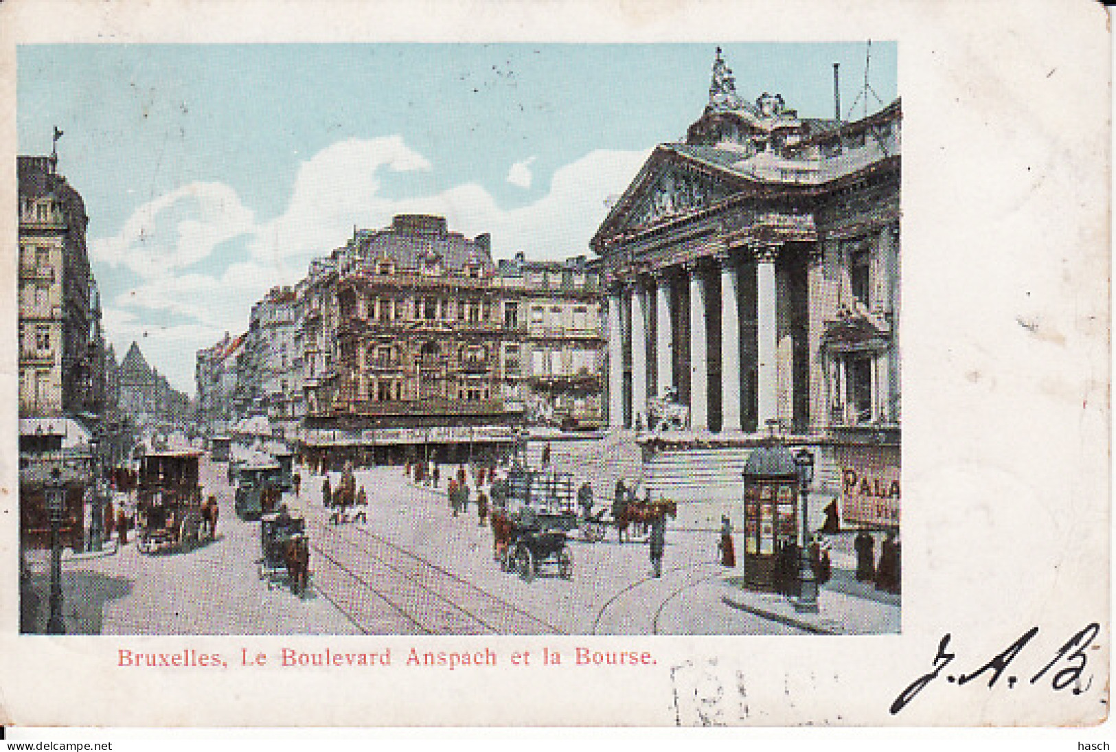 2785	36	Bruxelles, Le Boulevard Anspach Et La Bourse. Met Glitter (poststempel 1902) - Avenues, Boulevards