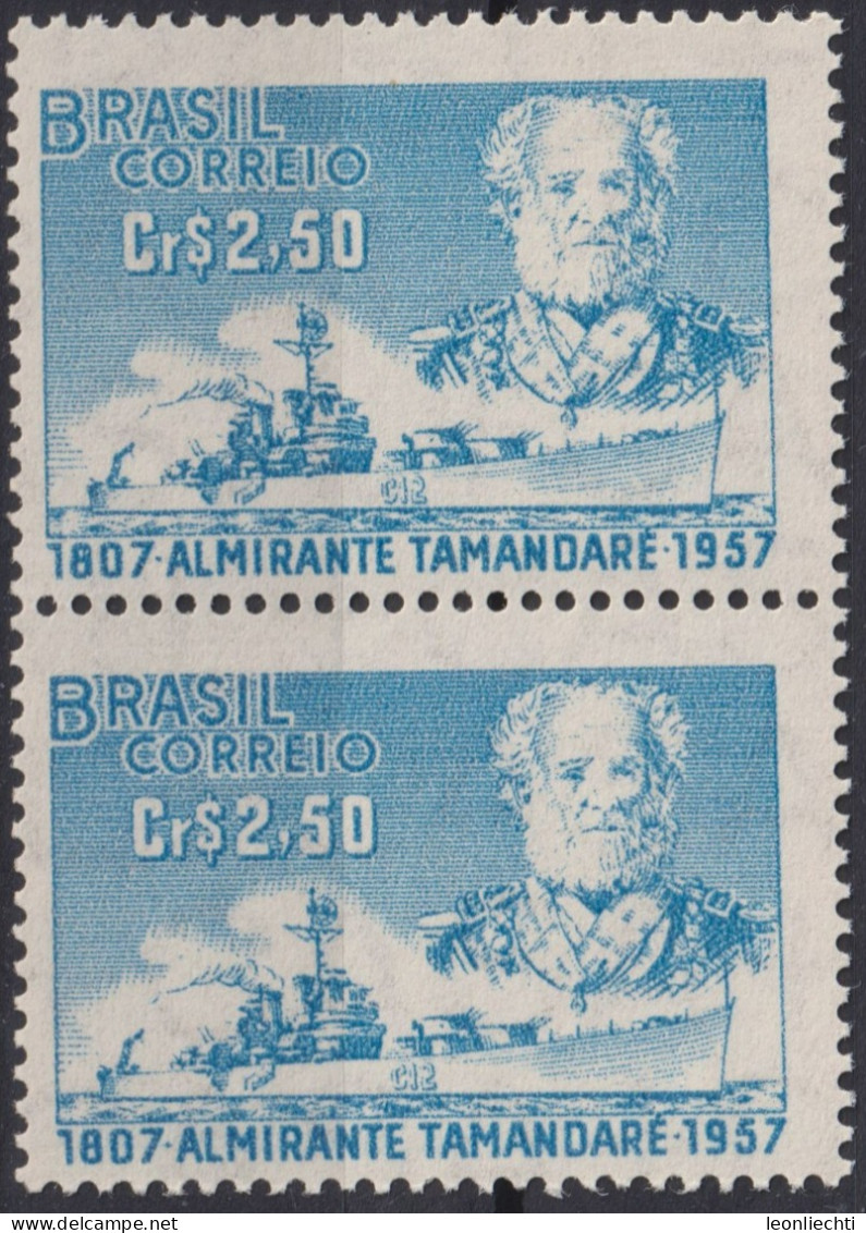 1957 Brasilien ** Mi:BR 921, Sn:BR 856, Yt:BR 637, Admiral Tamandaré & Cruiser, Schiff - Neufs