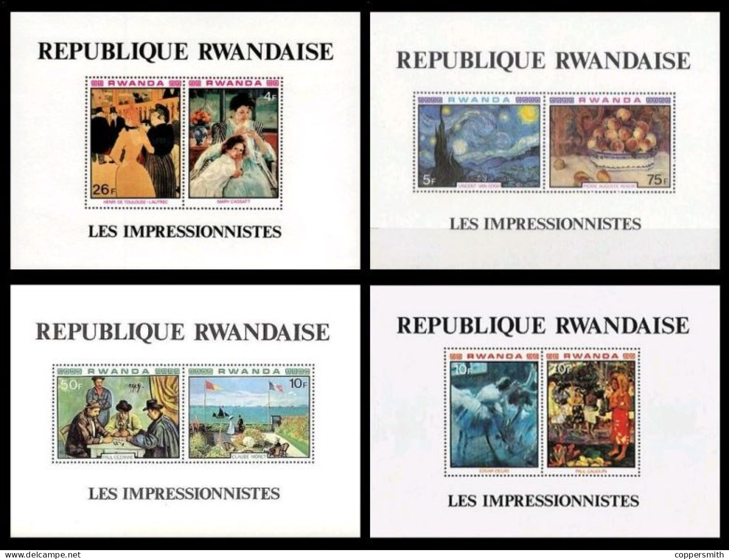 (067,68,80,81) Rwanda / Ruanda / Art / Impressionist Paintings Sheets / Bf / Blocs ** / Mnh  Michel BL 90-93 - Andere & Zonder Classificatie