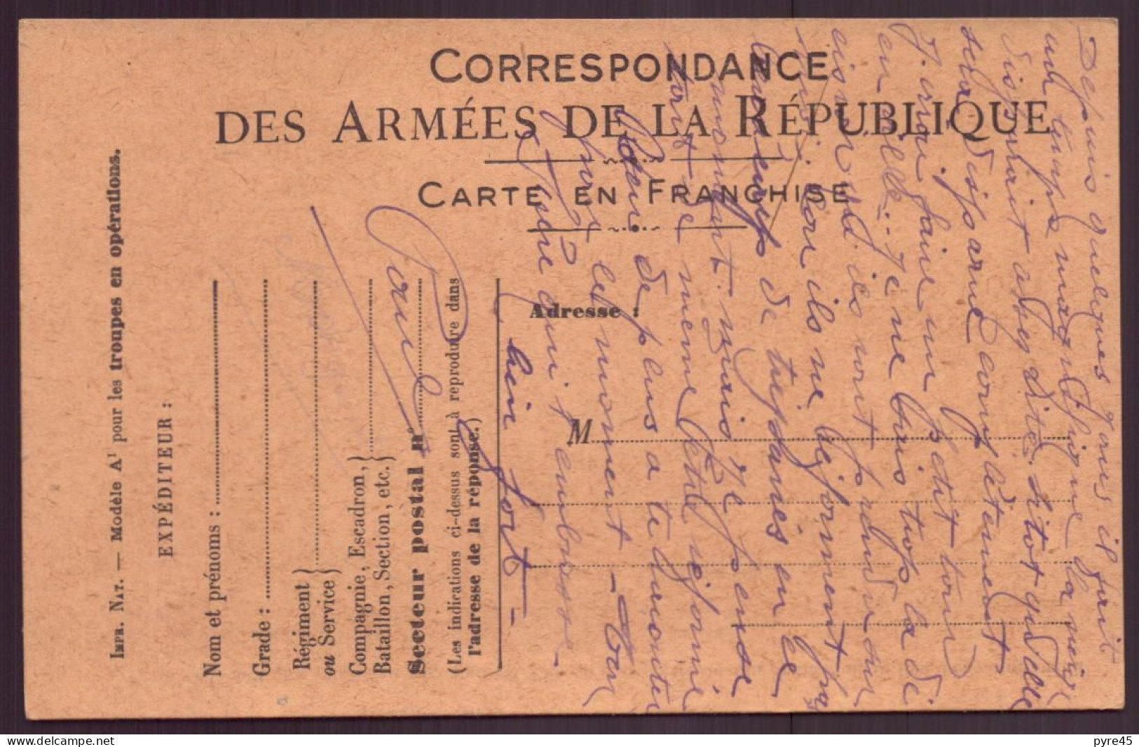 Carte En Franchise Militaire, Lyon, 1917 - Altri & Non Classificati