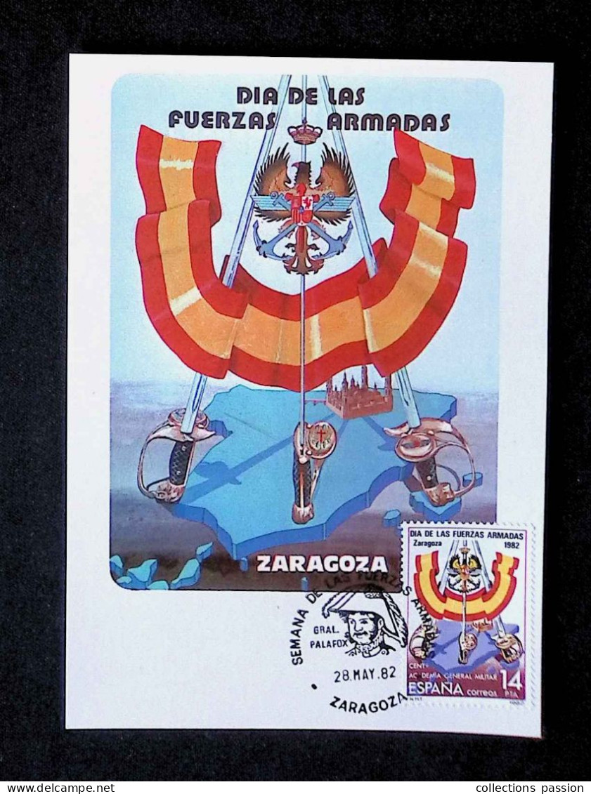 CL, FDC, 1 Er Jour, Carte Maximum, Espagne, Semana De Las Fuerzas Armadas, 28 May 82, Zaragoza - Maximum Cards