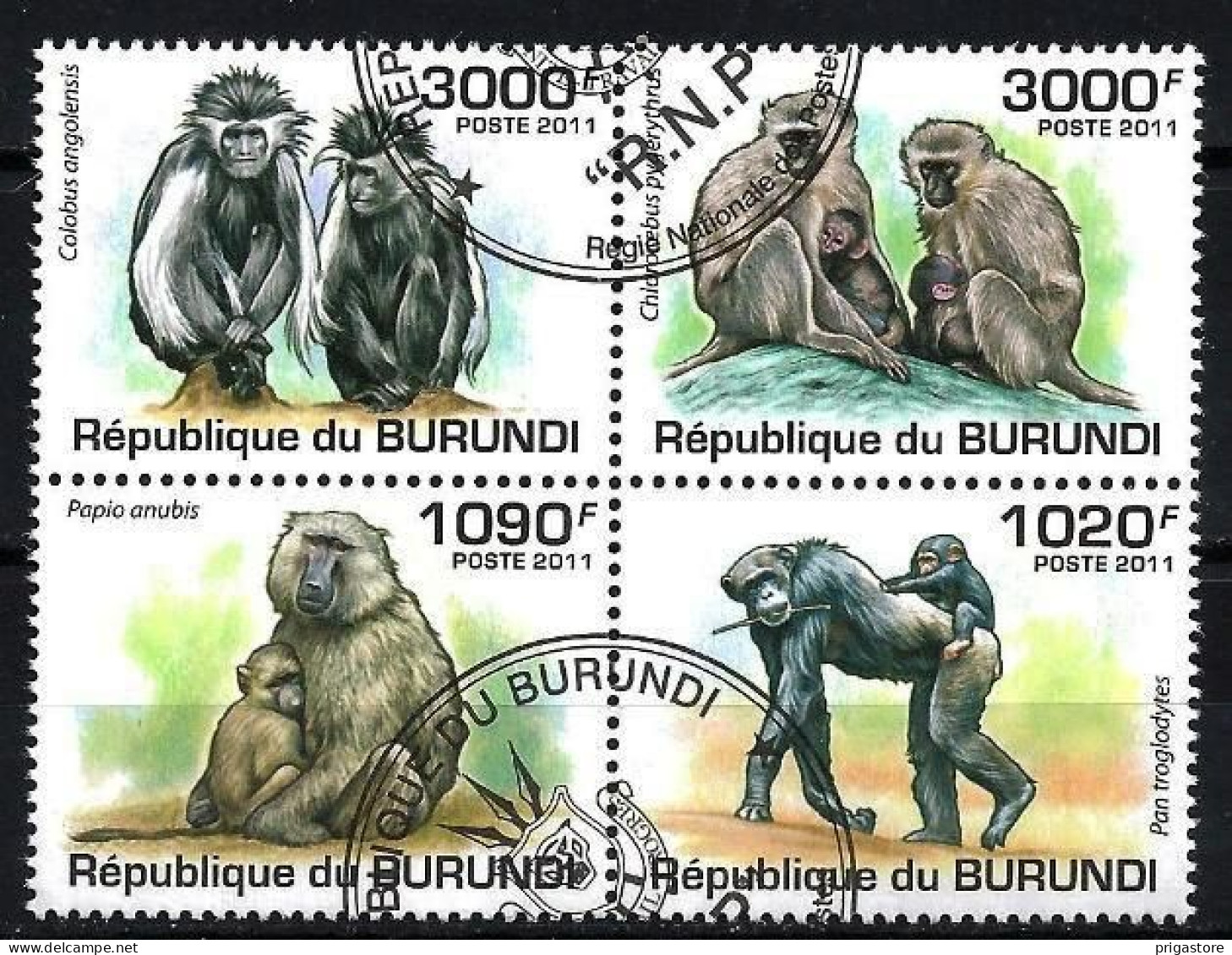 Animaux Singes Burundi 2011 (118) Yvert N° 1245 à 1248 Oblitérés Used - Monkeys