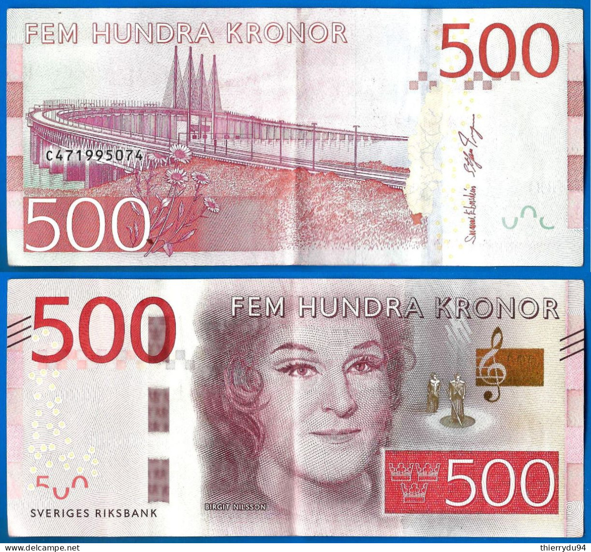 Suede 500 Couronnes 2016 Que Prix + Port Birgit Nilsson Kronor Sweden Sveriges Paypal Bitcoin OK - Zweden