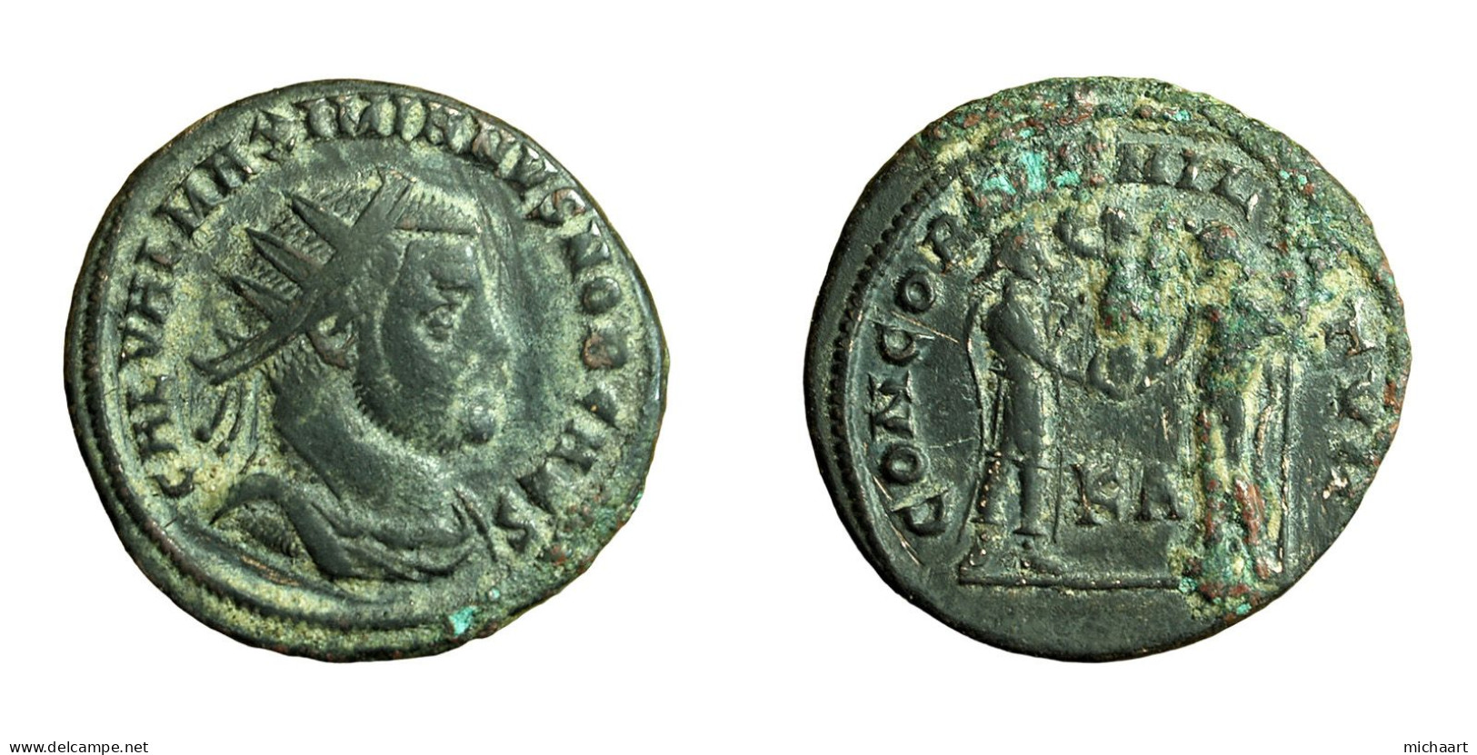 Roman Coin Maximianus Cyzicus AE20mm Concordia Victory Jupiter 04239 - La Tetrarchia E Costantino I Il Grande (284 / 307)