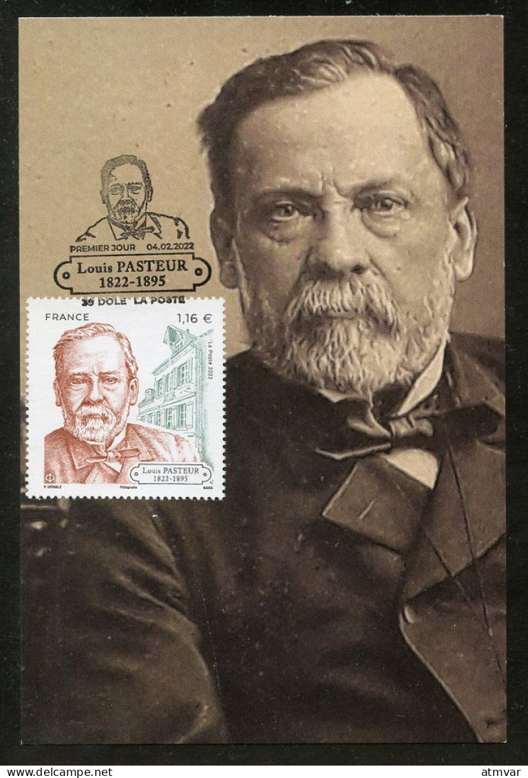FRANCE (2022) Carte Maximum Card - Louis Pasteur 1822-1895, Dole - 2020-…