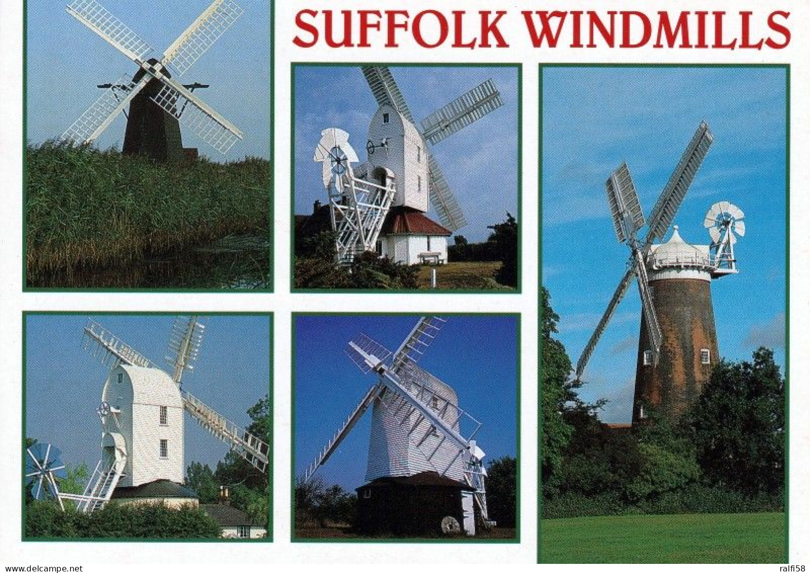 1 AK England * Suffolk Windmills In Herringfleet - Thorpeness - Saxtead - Holton - Woodbridge * - Autres & Non Classés