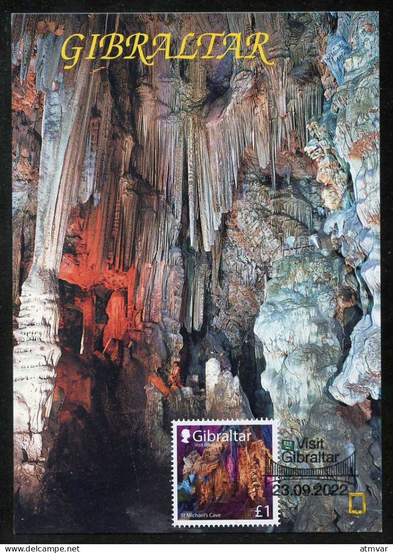 GIBRALTAR (2022) Carte Maximum Card - Visit Gibraltar, St. Michael's Cave, Limestone, Cueva, Grotte De Saint Michel - Gibraltar