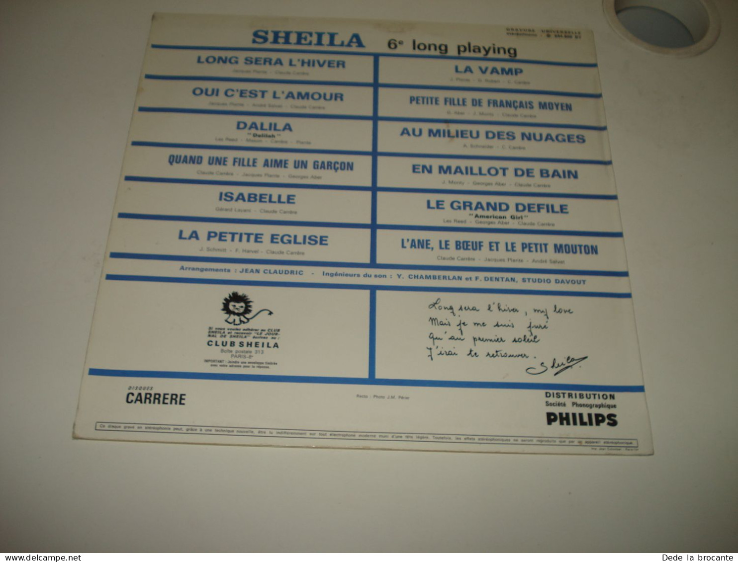 B14 / Sheila – Long Sera L'hiver – Carrere – 844.898 BY - Fr 1968  EX/EX - Disco, Pop